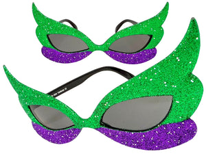 Vibrant Mardi Gras Party Club Beach Cruise Raver Festival SUNGLASSES Fun Shades Glitter Frame C924