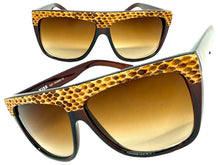 Oversized Classic Vintage Retro Style SUNGLASSES Large Brown Snakeskin Frame 1201