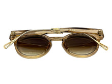 Classic Elegant Vintage Retro Style SUNGLASSES Round Champagne  Frame - Brown Lens 81012