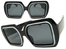 Oversized Exaggerated Vintage Retro Style SUNGLASSES Large Square Black Frame 1351
