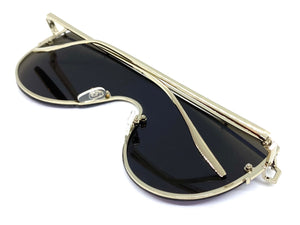 Contemporary Modern Futuristic Shield Style SUNGLASSES Chrome Frame 4529