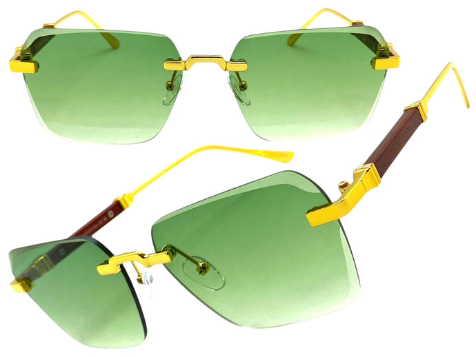 Classy Elegant Luxury Modern Style SUNGLASSES Rimless Gold Frame 5331