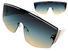 Oversized Futuristic Modern Retro Shield Style SUNGLASSES Large Flat Teal Lens 10858