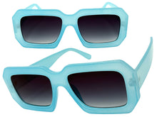 Classic Vintage Retro Style SUNGLASSES Thick Square Blue Frame - Dark Blue Lens 75005