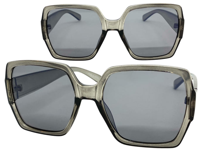Oversized Vintage Retro Style SUNGLASSES Large Square Gray Frame E1275