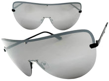 Oversized Exaggerated Modern Retro Shield Style SUNGLASSES X-Large Black Frame - Silver Lens 4603