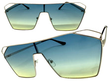 Oversized Sleek Modern Retro Shield Style SUNGLASSES Large Silver Frame 4577