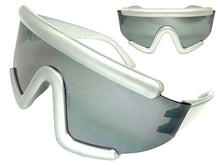 Oversized Exaggerated Modern Rerto Shield Style SUNGLASSES Large Silver Frame 63290