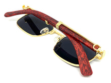 Classy Elegant Sophisticated Luxury Style SUNGLASSES Gold & Wooden Frame 27677