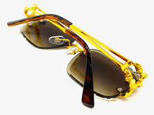 Classy Elegant Luxury Modern Designer Style SUNGLASSES Gold Rimless Frame 5294