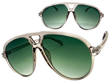 Oversized Vintage Retro Style SUNGLASSES Large Gray Frame - Green Lens 81022