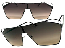 Oversized Sleek Modern Retro Shield Style SUNGLASSES Large Black Frame 4577
