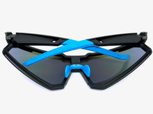 Oversized Retro Sporty Wrap Around Style SUNGLASSES Large Black Frame 9057