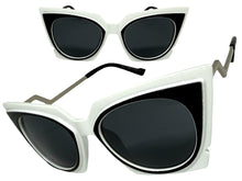 Classic Vintage Retro Cat Eye Style SUNGLASSES Funky White & Black Frame 1720