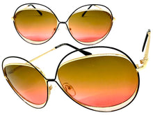 Oversized Exaggerated Vintage Retro Style SUNGLASSES Large Gold Frame A253