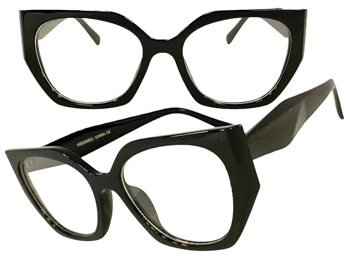 Classic Vintage Retro Style Clear Lens EYEGLASSES Large Black Frame 2059