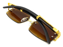 Classy Elegant Sophisticated Luxury Hip Hop Style SUNGLASSES Rimless Gold Frame 5210