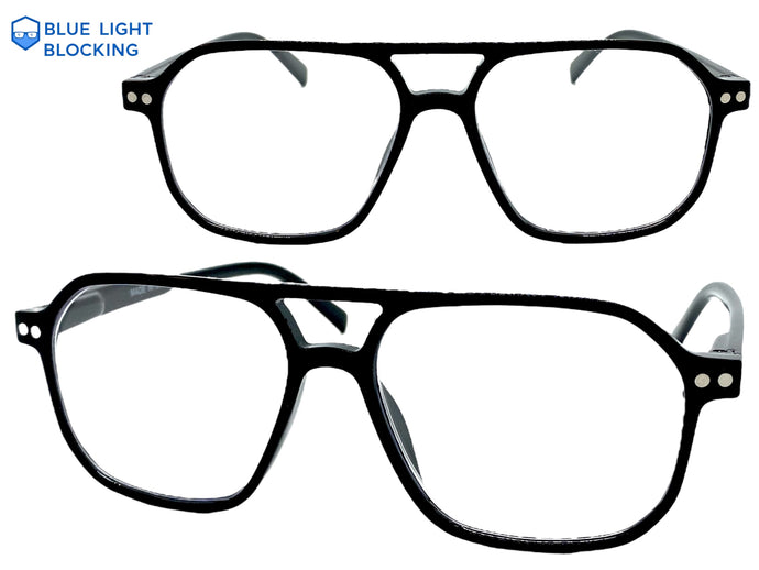 Classic Vintage Retro Aviator Style READING GLASSES READERS Black Frame Lens Strength +2.50