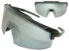 Oversized Retro Sporty Wrap Around Shield Style SUNGLASSES Large Frame - Silver Lens 80963