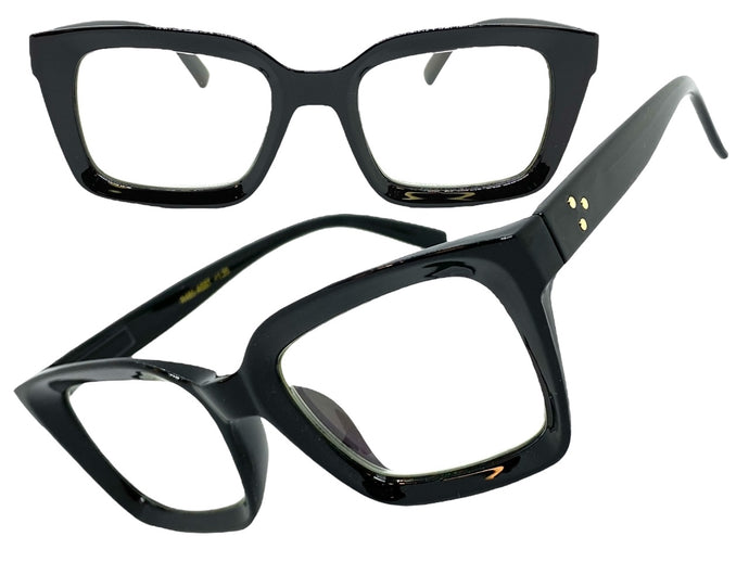 Classic Vintage Retro Style READING GLASSES READERS Black Frame Lens Strength +1.75