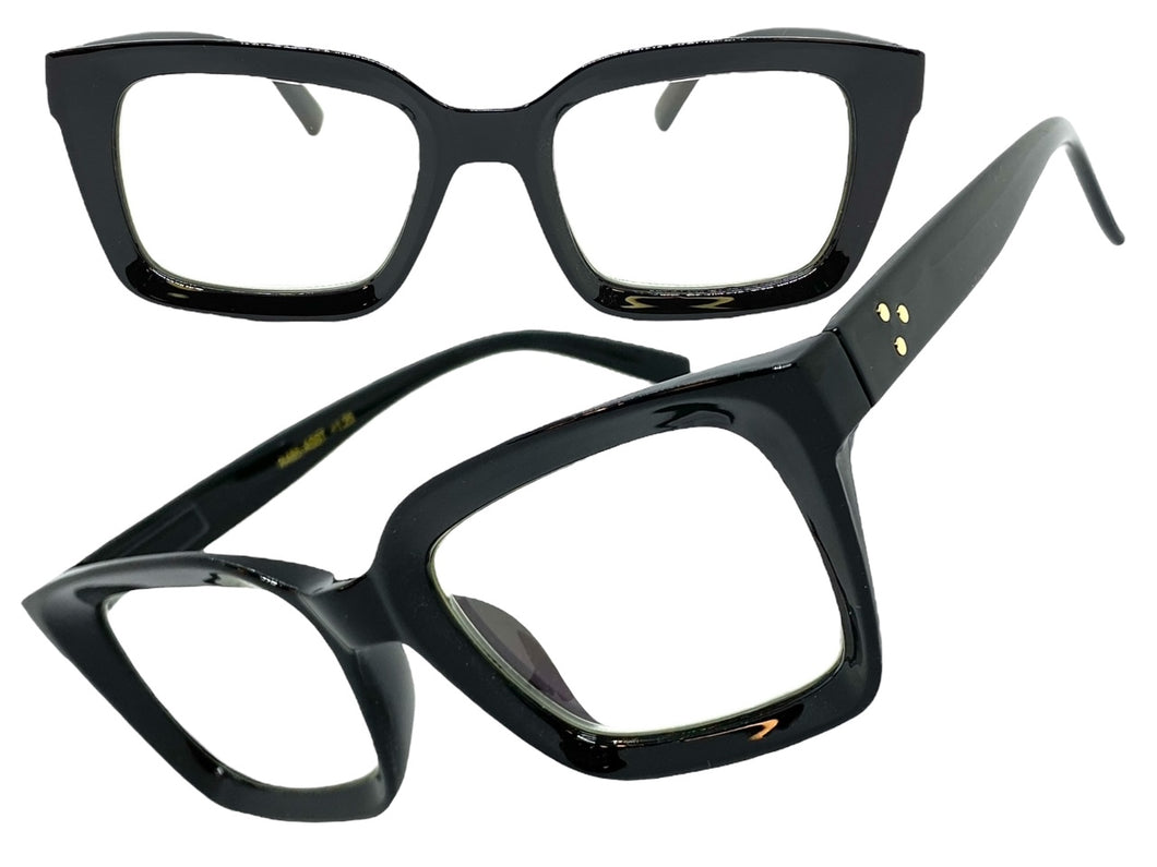 Classic Vintage Retro Style READING GLASSES READERS Black Frame Lens Strength +1.25
