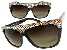 Oversized Classic Vintage Retro Style SUNGLASSES Large Black Snakeskin Frame 1201