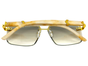 Men's Classy Elegant Luxury Designer Hip Hop Style SUNGLASSES Gold & Marble Frame 7537