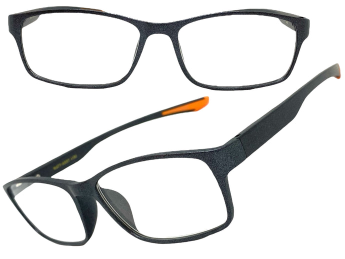Sleek Contemporary Modern Sporty Style READING GLASSES READERS Gray Frame Lens Strength +2.50