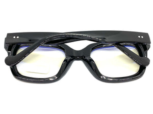 Classic Vintage Retro Style Blue Light Blocking Computer EYEGLASSES Large Thick Black Frame 2018