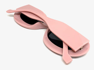 Exaggerated Vintage Retro Style SUNGLASSES Thick Oval Pink Frame 80591