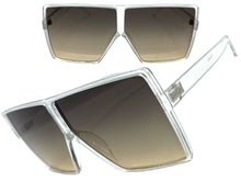 Oversized Modern Retro Shield Style SUNGLASSES Large Transparent Frame 7319