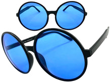 Oversized Classic Vintage Retro Style SUNGLASSES X-Large Round Black Frame 1734