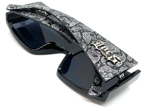 Oversized Biker Gangster Hardcore LOCS SUNGLASSES Black Frame Black Bandana 91160