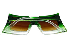 Oversized Vintage Retro Style SUNGLASSES Large Funky Green Frame 80847