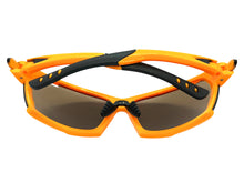 Classic Sporty Wrap Around Style SUNGLASSES Large Neon Orange Frame - Purple Lens 2745