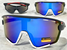 Oversized Retro Sporty Wrap Around Style SUNGLASSES Large Black & White Frame 3694