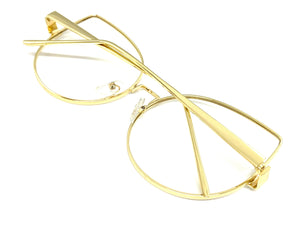 Oversized Exaggerated Retro Cat Eye Style Clear Lens EYEGLASSES Huge Gold Frame AB274