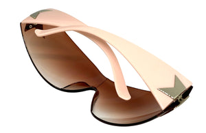 Classy Elegant Contemorary Modern Shield Wrap Style SUNGLASSES Pink Frame 80473