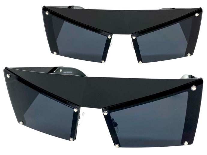 Modern Retro Futuristic Party Raver Style SUNGLASSES Unusual Black Frame 5275