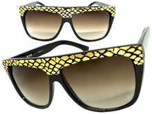 Oversized Classic Vintage Retro Style SUNGLASSES Large Black Snakeskin Frame 1201