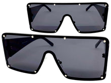 Oversized Contemporary Modern Retro Shield Style SUNGLASSES Large Flat Dark Lens 96312