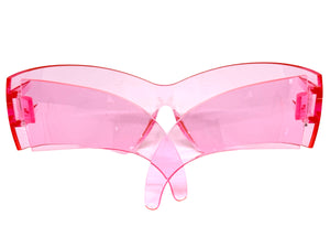 Oversized Space Futuristic Robotic Cyclops Shield Costume Party SUNGLASSES Huge Pink Lens 2170