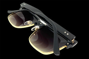 Classy Elegant Sophisticated Luxury Style SUNGLASSES Square Black & Gold Frame 6462