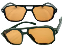 Classic Vintage Retro Hip Hop Style SUNGLASSES Square Olive Green Frame 80930