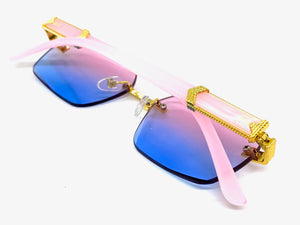 Men's Classy Elegant Luxury Retro Hip Hop Style SUNGLASSES Gold Rimless Frame 7522