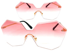 Sleek Modern Retro Shield Style SUNGLASSES Gold Rimless Frame 7756