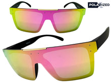 Classic Biker Motorcycle Riding Fishing Wrap Shield Style POLARIZED SUNGLASSES Black Frame - Pink Lens X0023