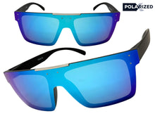 Classic Biker Motorcycle Riding Fishing Wrap Shield Style POLARIZED SUNGLASSES Black Frame - Blue Lens X0023