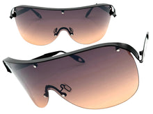 Oversized Exaggerated Vintage Retro Shield Style SUNGLASSES X-Large Black Frame E0580