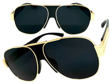Classic Hardcore Biker Gangster Hip Hop Rapper Style SUNGLASSES Gold & Black Frame - Super Dark Lens 4000